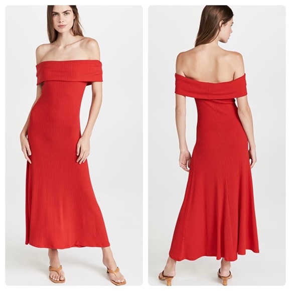 Mara Hoffman Dresses & Skirts - Mara Hoffman Imogen Dress Red Off Shoulder Size Large